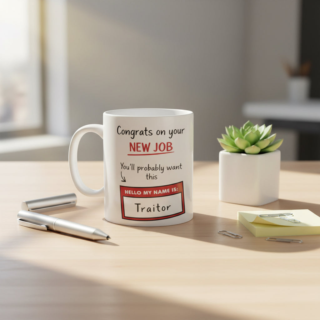 Vacso Trading Funny New Job Mug Congrats on Your New Job Traitor Colleague Leaving Gift Ceramic Red