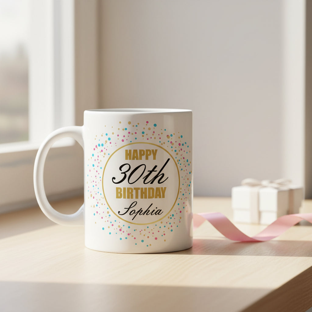 Vacso Trading Personalised Confetti Birthday Mug Custom Name Age Ceramic 11oz