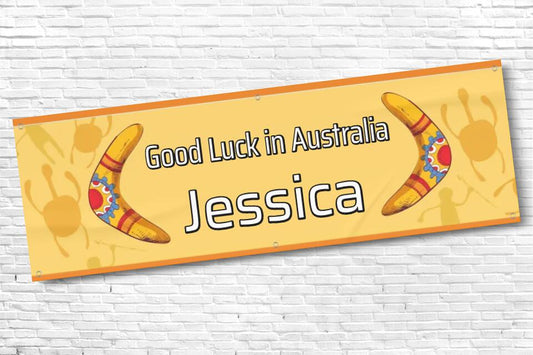Personalised Good luck in Australia Banner with any Text