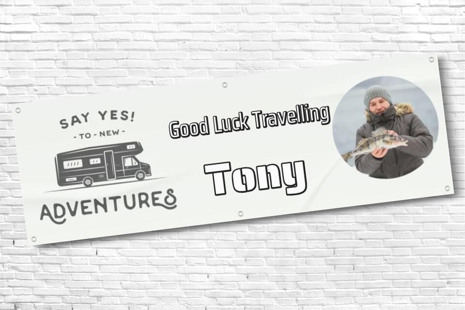 Personalised Good luck Travelling Banner with any Text