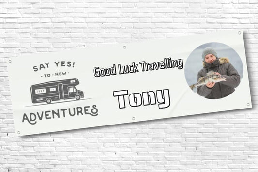 Personalised Good luck Travelling Banner with any Text
