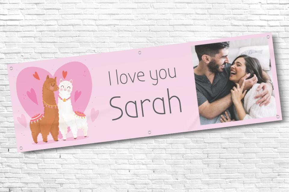 Personalised Lama Valentines Banner with any Photo and any Text