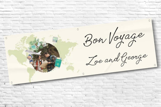 Personalised Bon Voyage Banner with any Text and Photo