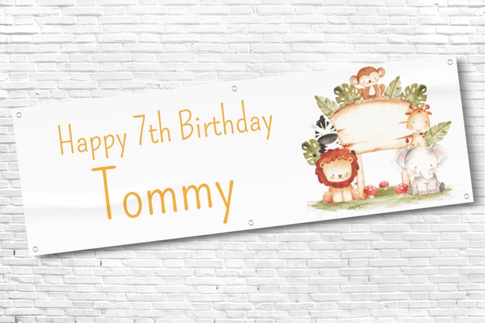 Personalised Boys Safari Birthday Banner