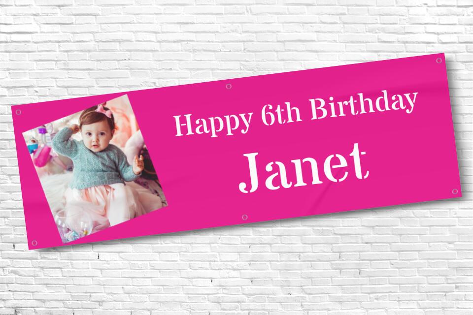 Personalised Fushia Pink Girls and Ladies Birthday Banner