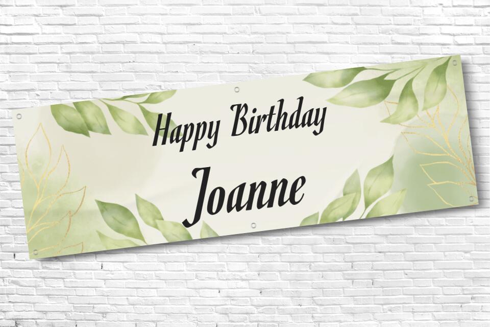 Ladies and Girl's Personalised Leaf Gold Birthday Banner