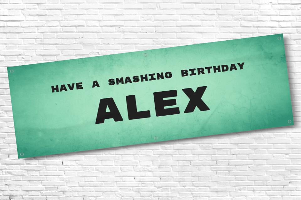 Men's and Boy's Personalised Smashing Green Birthday Banner