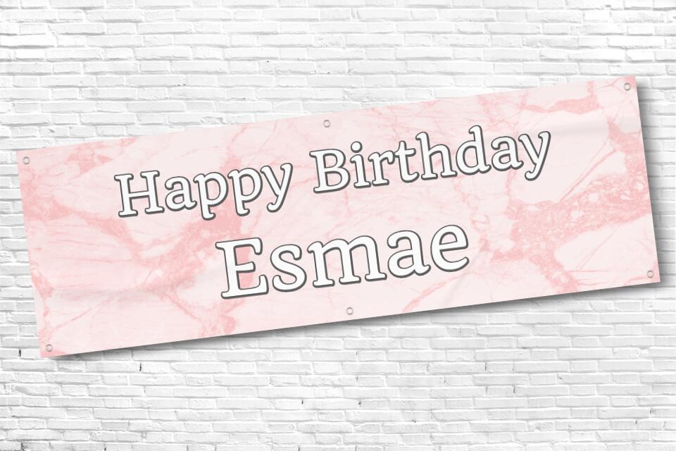 Ladies and Girl's Personalised Pink Marble Birthday Banner