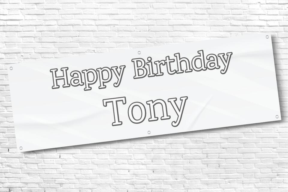 Men's and Boy's Personalised White Streak Birthday Banner
