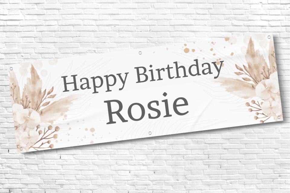 Ladies and Girl's Personalised Pastel Floral Birthday Banner