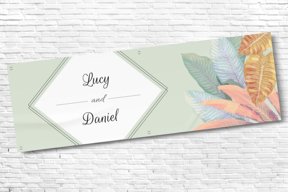 Personalised Green Diamond Floral Wedding Banner