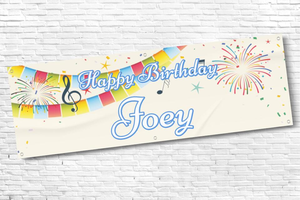 Men's and Boy's Personalised Rainbow Bunting Firework Birthday Banner
