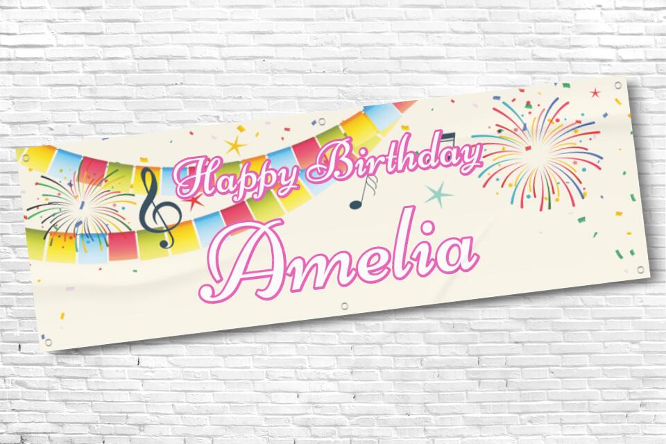 Ladies and Girl's Personalised Rainbow Bunting Firework Birthday Banner