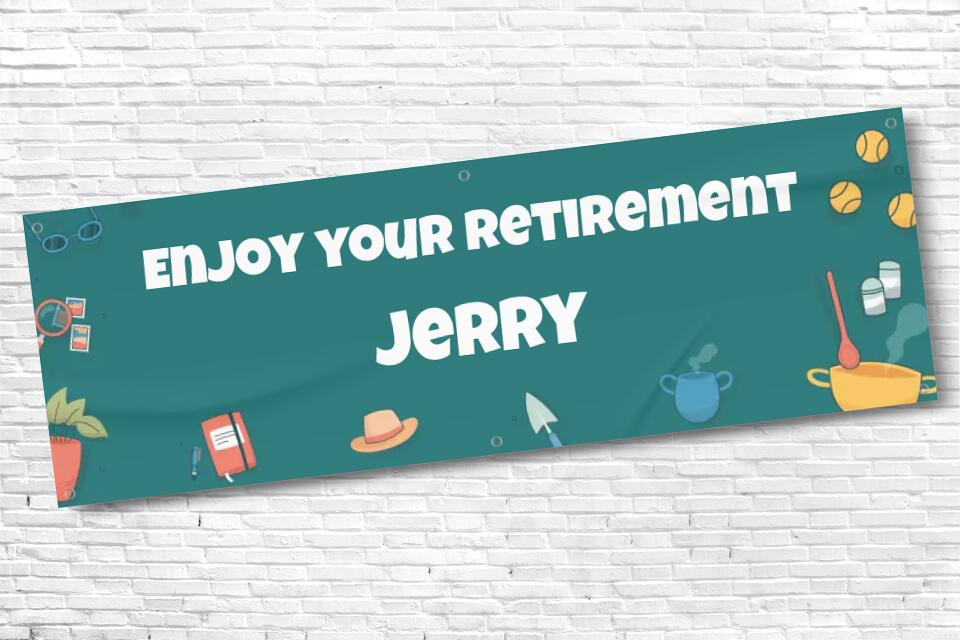 Personalised Green Retirement Banner with any text