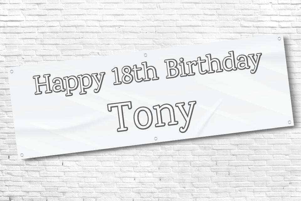 Men's Personalised White Streak 18th Milestone Birthday Banner