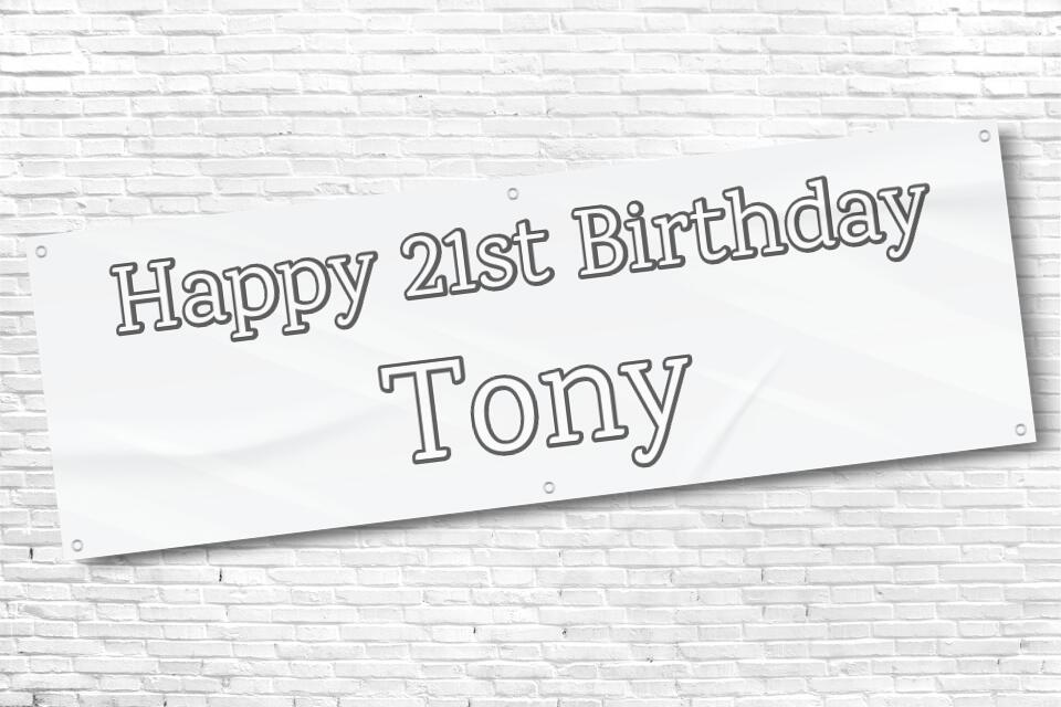 Men's Personalised White Streak 21st Milestone Birthday Banner