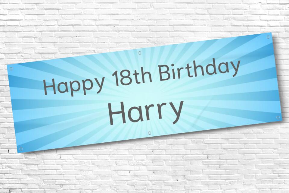 Men's Personalised Blue Beam 18th Milestone Birthday Banner