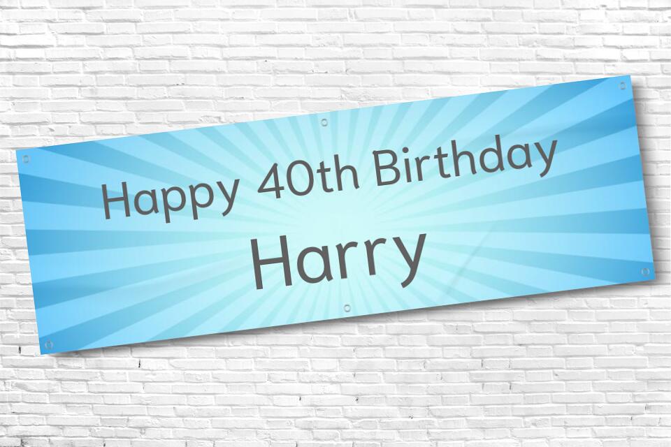 Men's Personalised Blue Beam 40th Milestone Birthday Banner