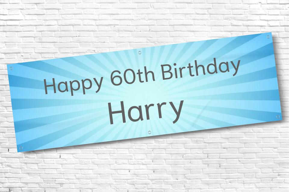 Men's Personalised Blue Beam 60th Milestone Birthday Banner