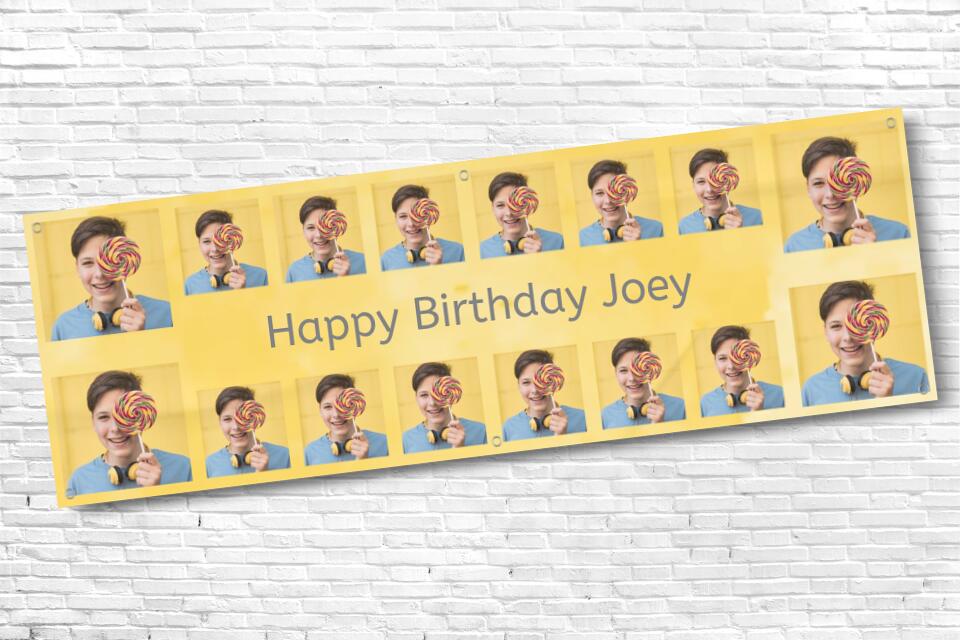 Yellow 16 Image Photo Birthday Banner