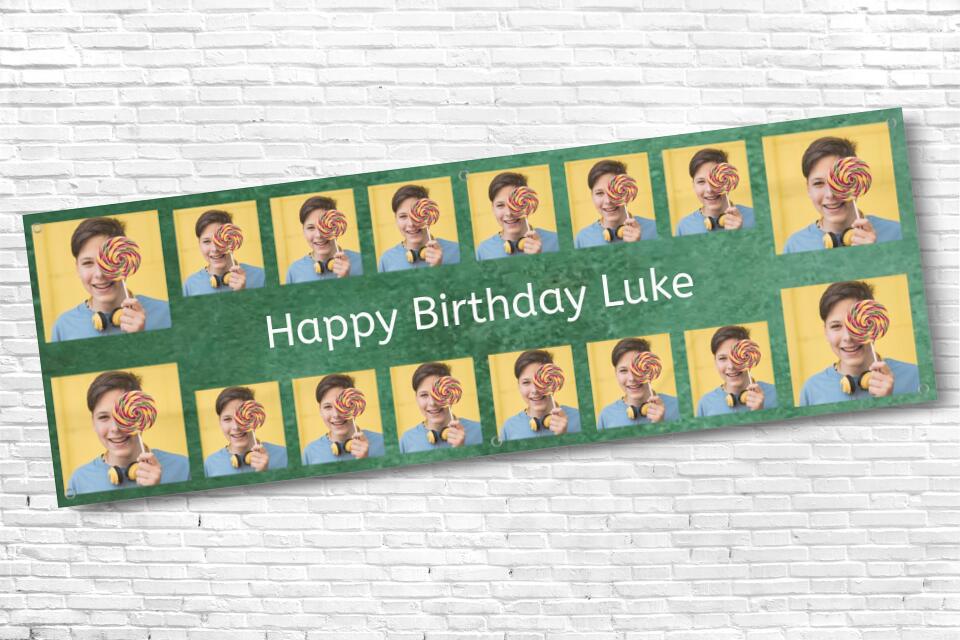 Green 16 Image Photo Birthday Banner