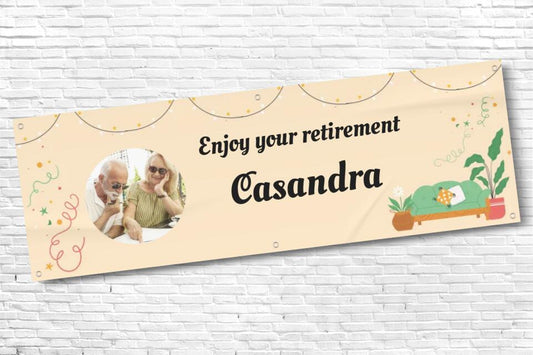 Personalised Retirement Banner with any photo and any text