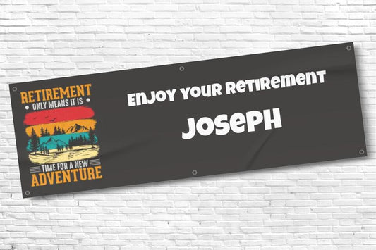 Personalised Retirement Banner with any text Black