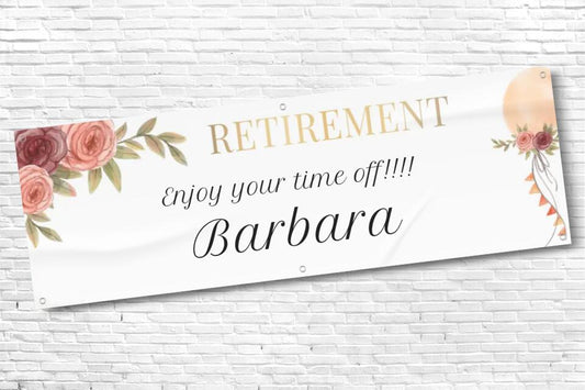 Personalised Pink Floral Retirement Banner with any text