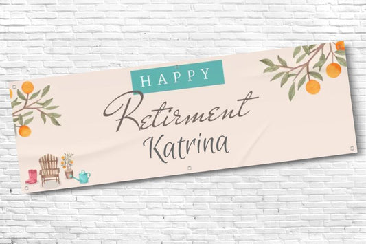 Personalised Pink Floral Retirement Banner with any text