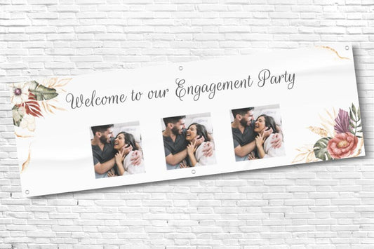 Personalised Engagement Party Banner with Any 3 Photos and any text