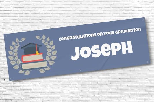 Personalised Blue Graduation Banner with Any Text