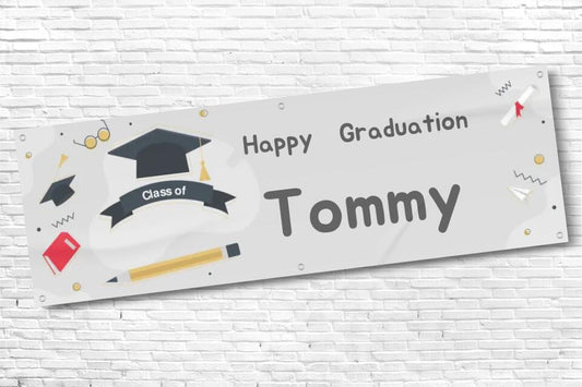 Personalised Grey Graduation Banner with Any Text