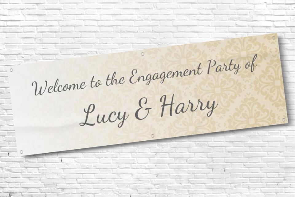 Personalised Gold Engagement Party Banner with Any Text