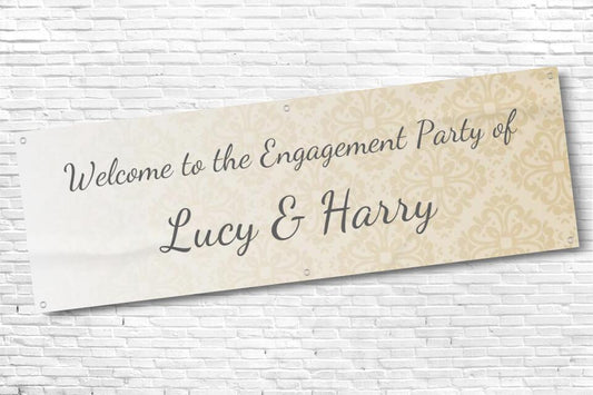 Personalised Gold Engagement Party Banner with Any Text