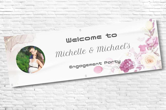 Personalised Engagement Party Banner with Any Text  & Any Photo