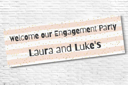 Personalised Stripe Engagement Party Banner with Any Text
