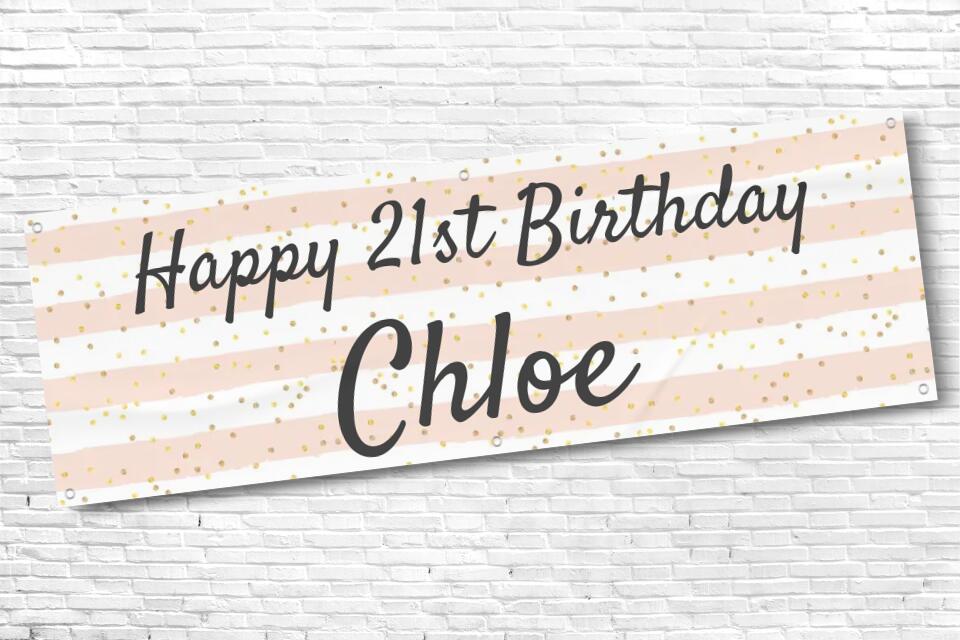 Personalised Stripe Girls and Ladies Birthday Banners