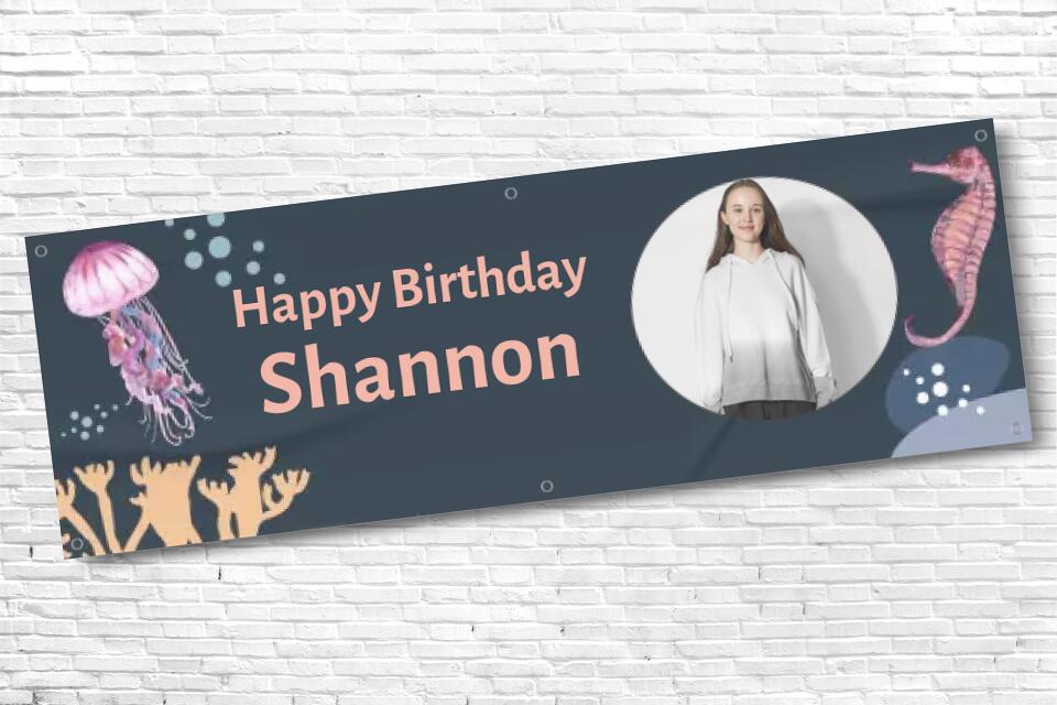 Personalised Sea Life Girls and Ladies Birthday Banner