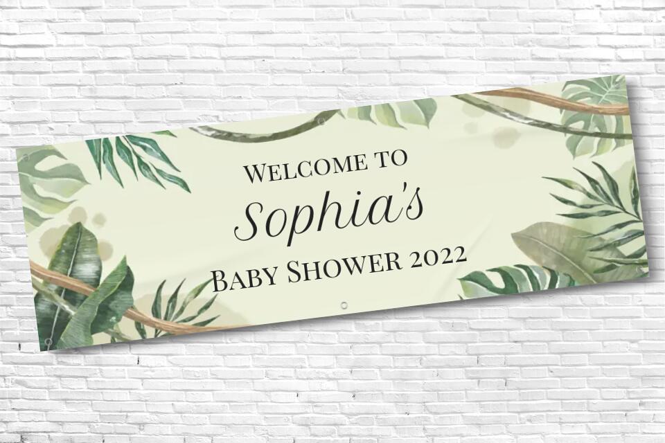 Personalised Jungle Theme Baby Shower Banner