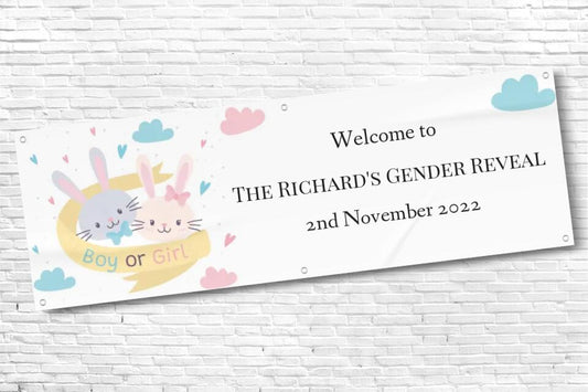 Personalised Rabbit Gender Reveal Banner