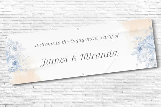 Floral Engagement Party Banner with Any Text