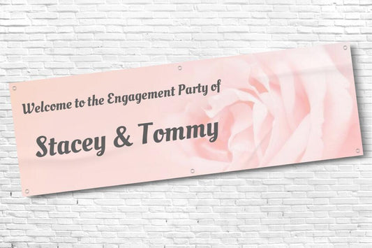 Personalised Floral Rose Engagement Party Banner with Any Text