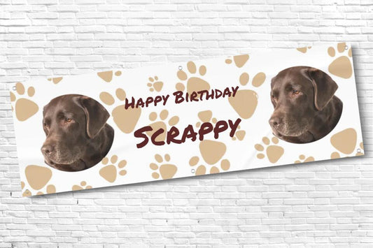 Personalised Dog Paw Birthday Banner with 2 Photos