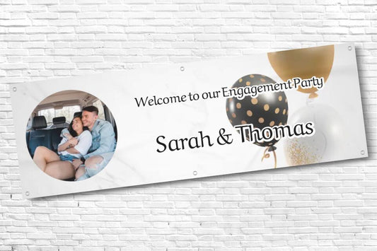 Personalised Gold Balloon with any Image and Text Engagement Banner