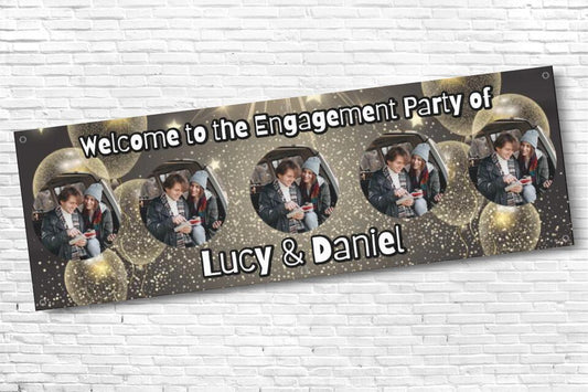 Personalised Gold Balloon 5 Image Engagement Banner