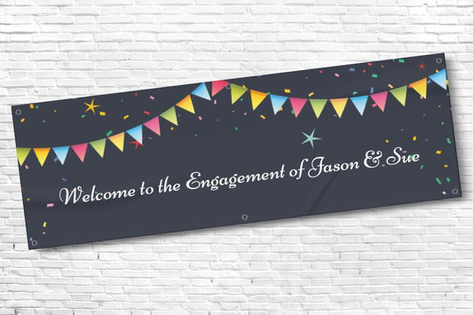 Personalised Black Bunting Engagement Party Banner with any Text