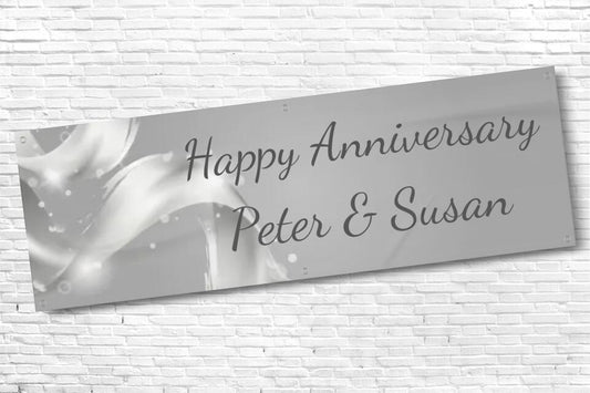 Personalised silver Anniversary Party Banner with any Text