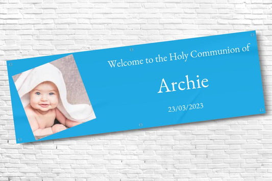 Personalised Blue Holy Communion Banner