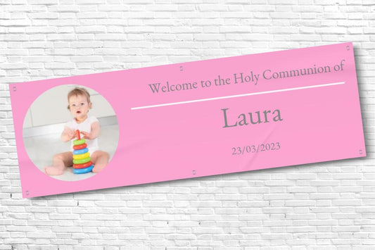 Personalised Light Pink Holy Communion Banner