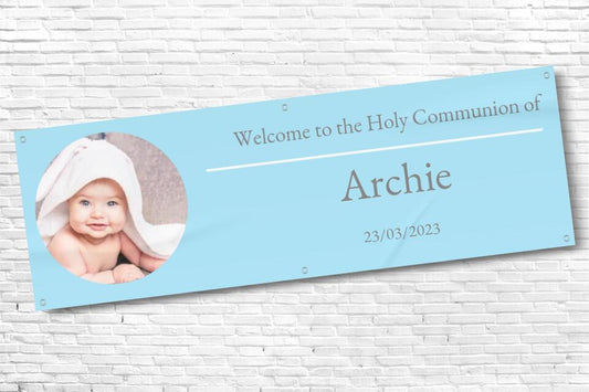 Personalised Light Blue Holy Communion Banner
